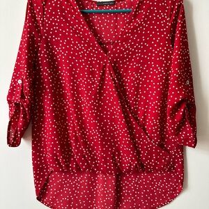 West Kei Red and White Polka Dot Blouse